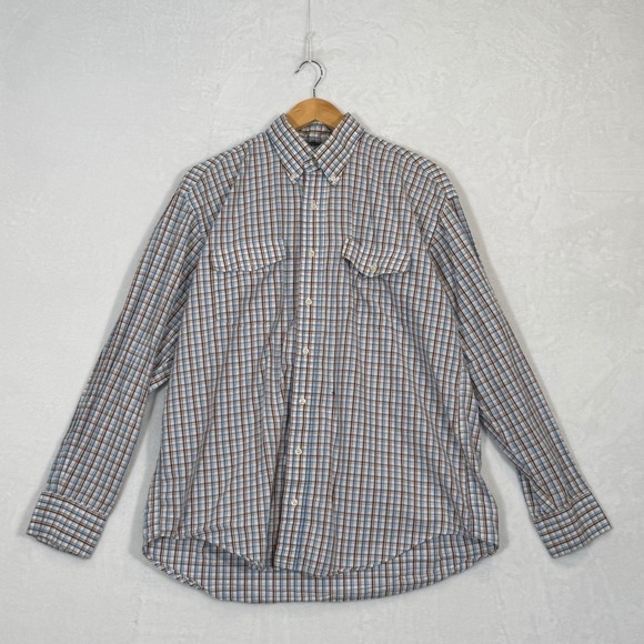 Texas Cotton Other - Vintage 90s Texas Cotton Blue Brown Plaid Button Down Shirt Large